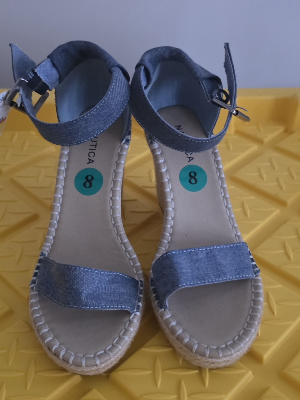 Nautica Denim-Look Blue Ankle-Strap Espadrilles